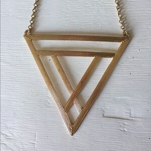 LARGE Triangle Necklace Gold Toned